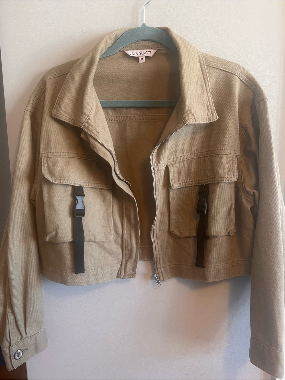 Women's Cropped Utility Jacket in Tan